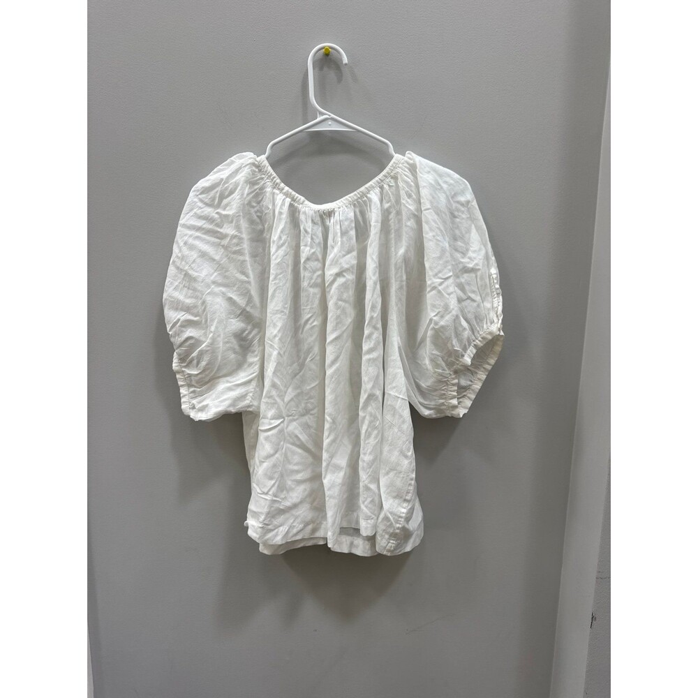 DÔEN June Top in Salt White Puff Sleeve Button Front Blouse Large - Picture 6 of 7